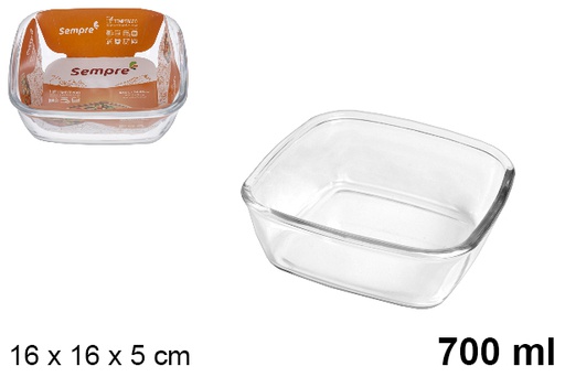 [200025] Square glass dish 700ml