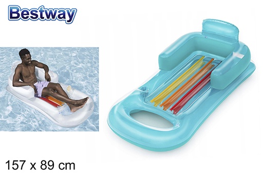 [200261] Long inflatable float with backrest box bw 157x89 cm