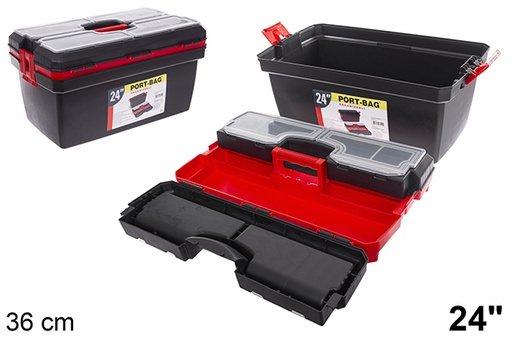 [200501] Plastic box tools with tray 36 cm 24&quot;