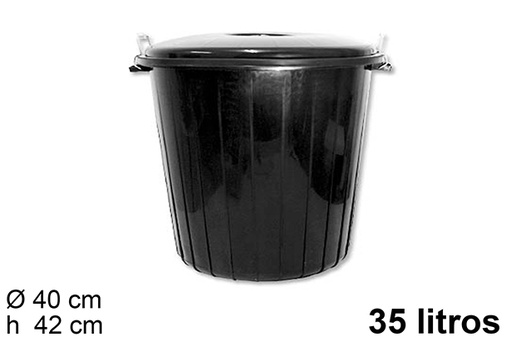 [200506] Black plastic trash can 35 l.