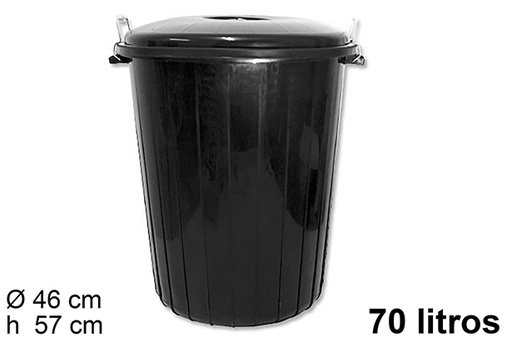 [200507] Black plastic trash can 70 l.