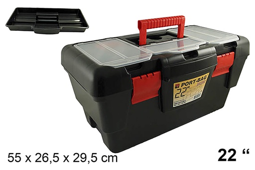 [200517] Plastic box tools with tray 55 cm 22"