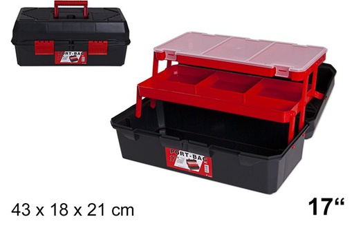 [200519] Plastic box tools with trays 43 cm 17&quot;