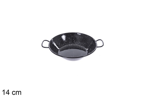 [201302] Deep enamel frying pan with handles 14 cm