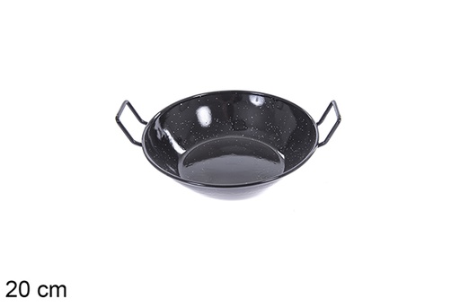 [201305] Deep enamel frying pan with handles 20 cm