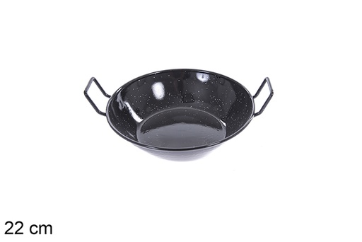[201306] Deep enamel frying pan with handles 22 cm