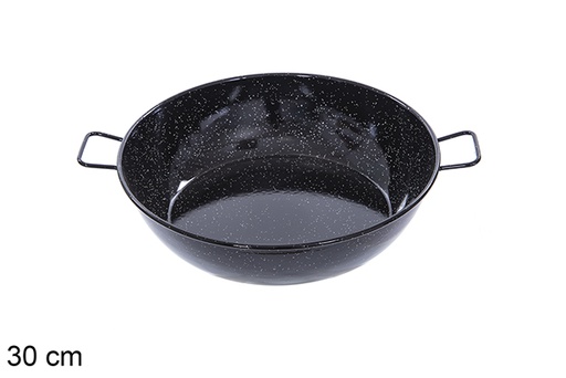 [201310] Deep enamel frying pan with handles 30 cm