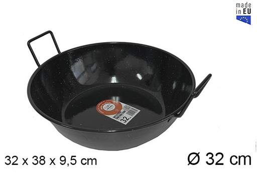 [201311] Poêle à frire profonde en émail avec poignées 32 cm