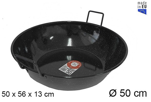 [201317] Poêle à frire profonde en émail avec poignées 50 cm