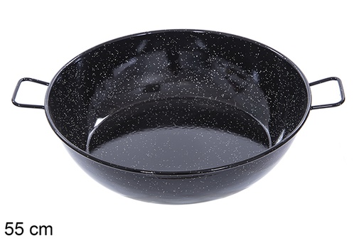[201318] Deep enamel frying pan with handles 55 cm