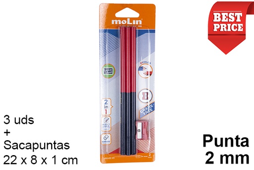 [202112] Pack 3 crayons bicolores + taille-crayon