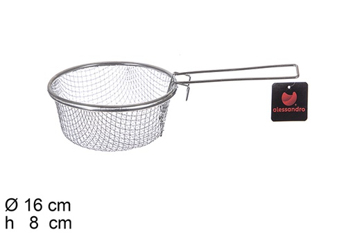 [100369] Cestello per frittura con manico in acciaio inox 16 cm