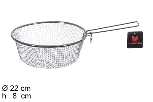 [100372] Cestello per frittura con manico in acciaio inox 22 cm