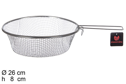 [100374] Cestello per frittura con manico in acciaio inox 26 cm