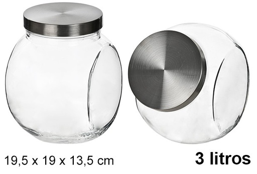 [102444] Pot en verre avec couvercle en métal 3 litres