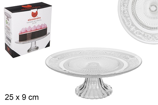 [102590] Decorated glass cake holder 25 cm