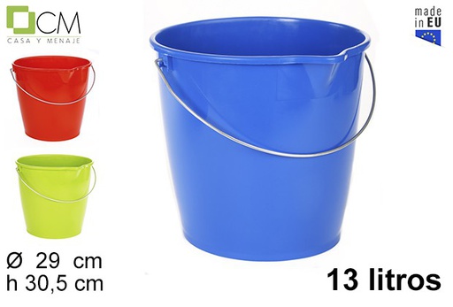 [102946] Seau en plastique couleurs assorties 13 l.