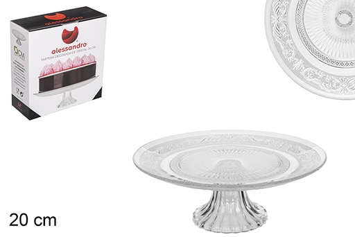 [104142] Porta torta in vetro decorato 20 cm