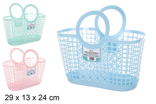 [104158] Cesta plástico compra colores surtidos 29x13 cm