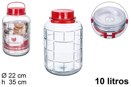 [104499] Glass jar with red handle 10 l.