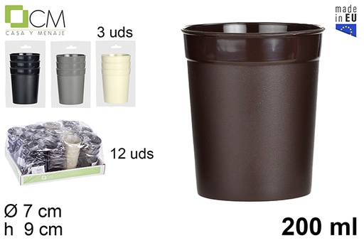 [104542] Pack 3 bicchieri da campeggio riutilizzabili colori assortiti 200 ml
