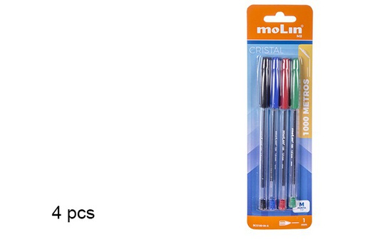 [202082] Pack 4 cristal ball point pens assorted