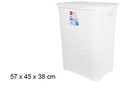 [105555] White lace plastic basket with lid