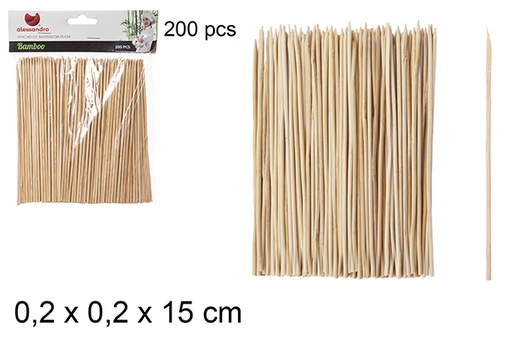 [102363] Pack 200 espetos de churrasco de bambu 15 cm