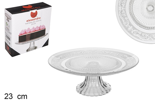 [104141] Porte-gâteau en verre décoré 23 cm