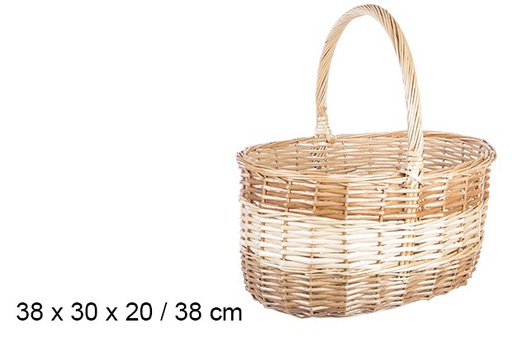 [104837] Cesta mimbre bicolor alta Cádiz 38x30x20 cm