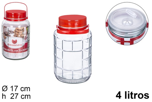 [105253] Glass jar with red handle 4 l.