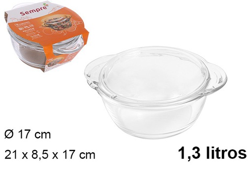 [201905] Plat rond en verre avec couvercle 1,30 l.