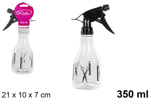 [104722] Flacon en plastique avec pulvérisateur noir coiffeur 350 ml