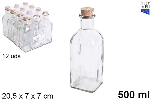 [105817] Bottiglia vetro naturale con tappo sughero 500 ml