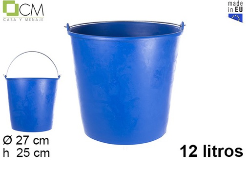 [103013] Seau en polyéthylène bleu avec anse en fer 12 l.