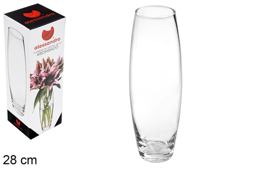 [104494] Curved glass flower vase 28 cm