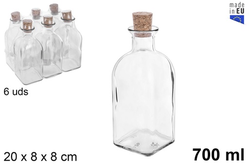 [105793] Bottiglia vetro naturale con tappo sughero 700 ml