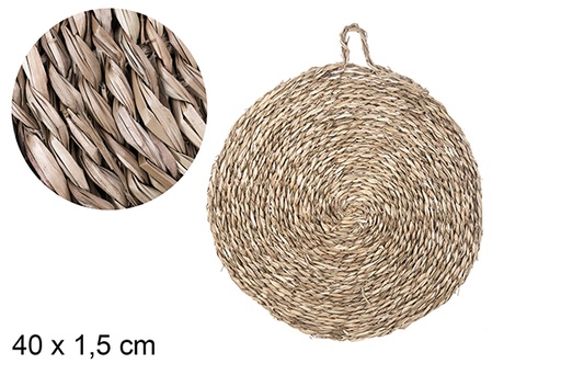 [105173] Round bulrush trivet with handle 40 cm