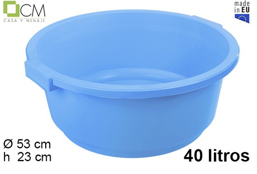 [103106] Bacinella in plastica rotonda blu con manico 40 l.