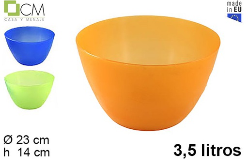 [102909] Plastic bowl assorted colors 3,5 l.