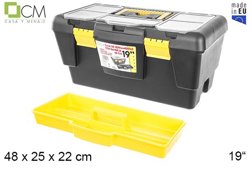 [105697] Plastic box tools with tray 48 cm 19"