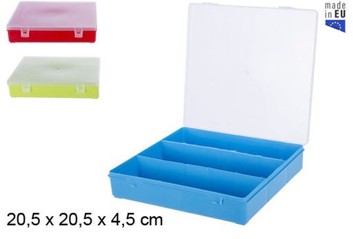 [202789] Plastic tool box 3 compartments assorted colors