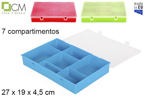 [102915] Plastic tool box 7 compartments assorted colors