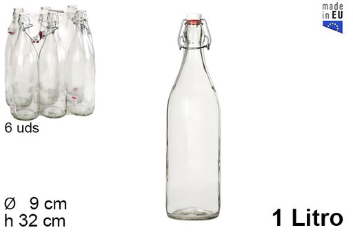 [106116] Glass bottle with mechanical stopper 1 l.
