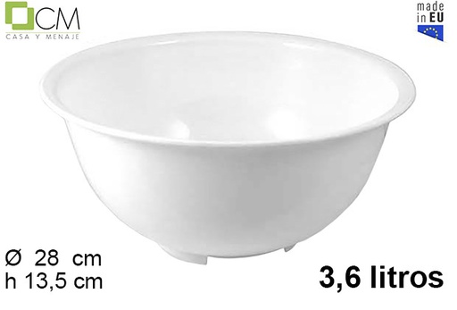[102899] White plastic bowl 3,6 l.
