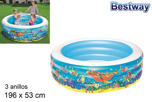 [202925] Piscina gonfiabile 3 anelli fondo marino 196 cm