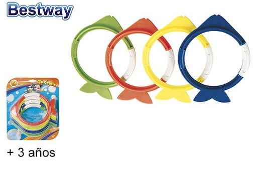 [105978] Pack d'anneaux de piscine en forme de poisson de couleurs assorties