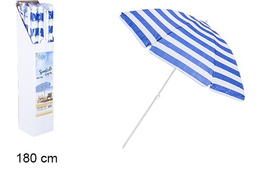 [106100] Ombrellone da spiaggia a righe blu/bianche 180 cm