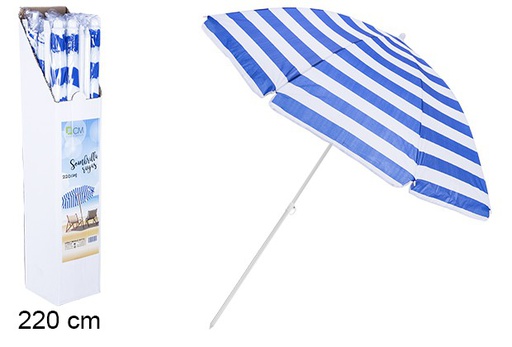 [106104] Ombrellone da spiaggia a righe blu/bianche 220 cm