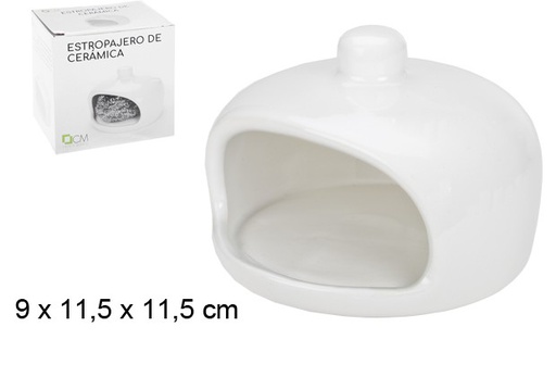 [104576] Estropajero cerámica blanca